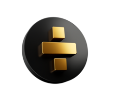 Golden 3d math Divide symbols icon - 3D illustration png