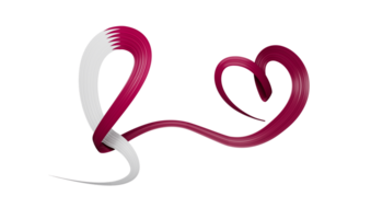 Qatar Flag colors ribbon making bow to heart shape for cancer awareness month 3d illustration png