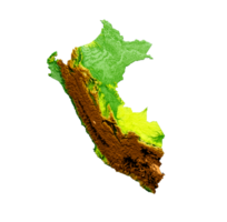 Peru Map Shaded relief Color Height map 3d illustration png