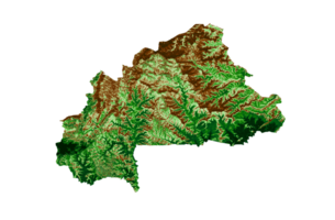 burkina faso mapa topográfico 3d mapa realista cor ilustração 3d png