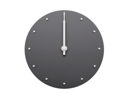 Simple clock gray 12 o'clock o clock. Modern Minimal Clock. 3D illustration png