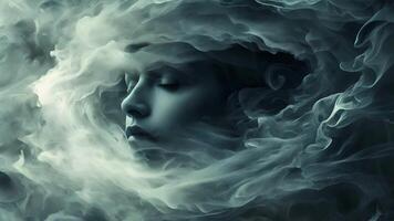 Dreamlike Womans Face in Swirling Smoke video