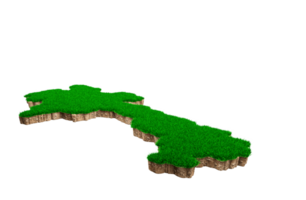 laos kaart bodem land geologie dwarsdoorsnede met groen gras en rotsgrond textuur 3d illustratie png