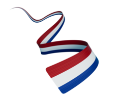 3d flagga av Nederländerna, 3d skinande vinka flagga band, 3d illustration png