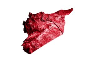 syrien Karta med de flagga färger blå och röd skuggad lättnad Karta 3d illustration png
