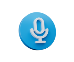 Microphone symbol blue icon 3d illustration png