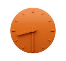 mínimo laranja relógio metade passado oito horas abstrato minimalista parede relógio 3d ilustração png