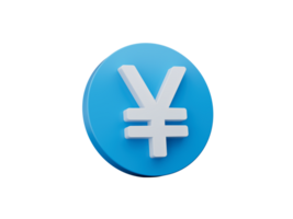 3d Yen symbol Blue White colors 3d illustration png