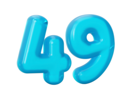 bleu gelée chiffre 49 quarante neuf, gelée coloré alphabets Nombres pour des gamins 3d illustration png