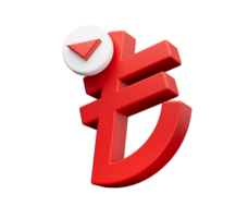 Turkish lira reduction symbol, cost decrease icon. Reduce debt business sign 3d illustration png