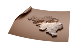 mapa de Bélgica antiguo estilo marrón en desenrollado mapa papel hoja, 3d ilustración png