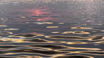 Golden sunlight reflections ripple on tranquil water surface at sunset, creating a serene and meditative ambiance for relaxation or environmental themed projects video