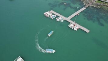 Aerial Marina Panorama with Water Taxi video