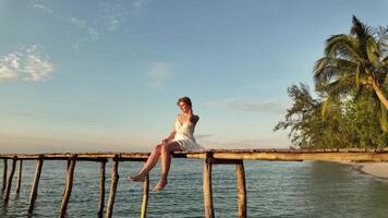 Serene Sunset, Woman on Tropical Pier video