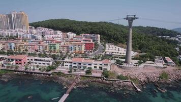 Tropical Coastal Town Aerial with Cable Car, Phu Quoc video
