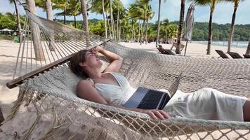 Tropical Beach Remote Work in Hammock video