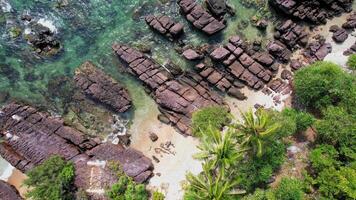 Tropical Beach Aerial, Turquoise Waters and Rocks video