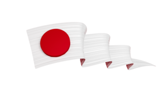 Abstract Japan flag ribbon Red and White 3d illustration png