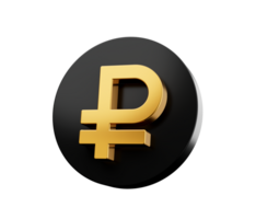 Shiny golden Russian Ruble currency symbol. 3d illustration png