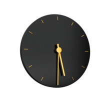 Prämie Gold Uhr Symbol isoliert Hälfte Vergangenheit fünf Ö Uhr schwarz Symbol Zeit Symbol fünf dreißig 3d Illustration png