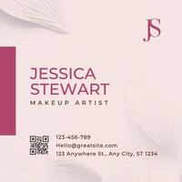 Pink Minimalist Makeup Artist Business Card Square template