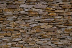 Old brown brick wall pattern. Stone background. photo