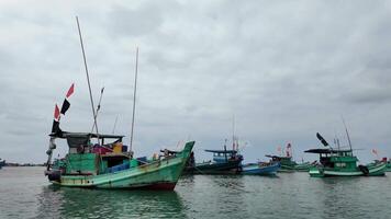 Serene Coastal Fishing Boats at Dawn video