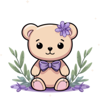 lavendel versierd teddy beer png