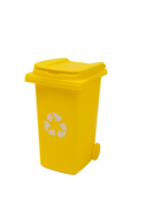 Yellow Trash Can With Recyclable Lid isolated on a transparent background. png