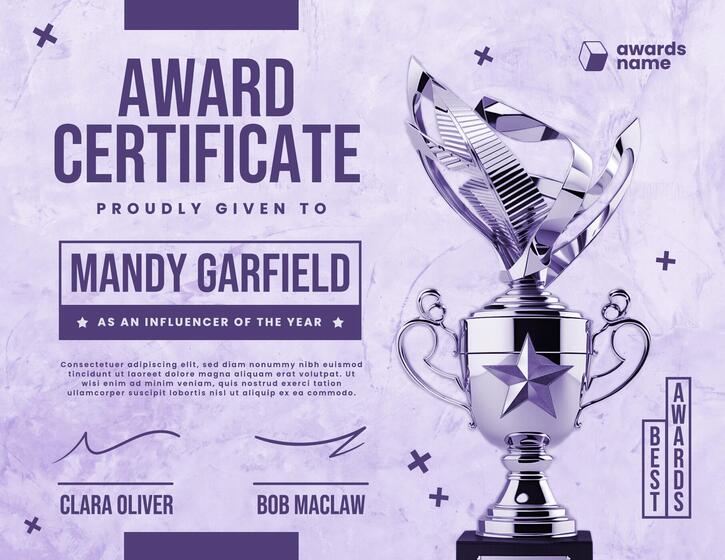 Influencer Award Certificate Template