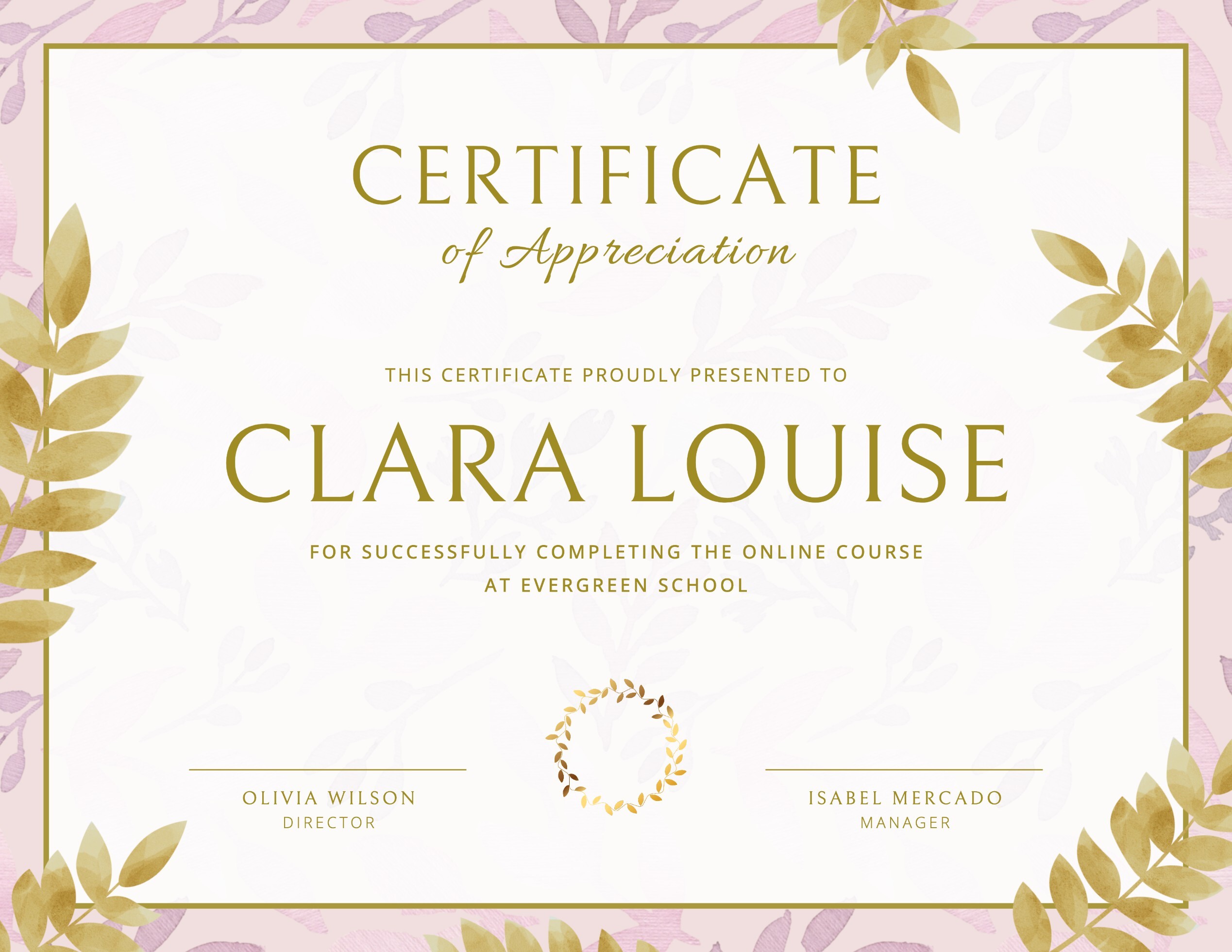 pink modern certificate template design ideas 