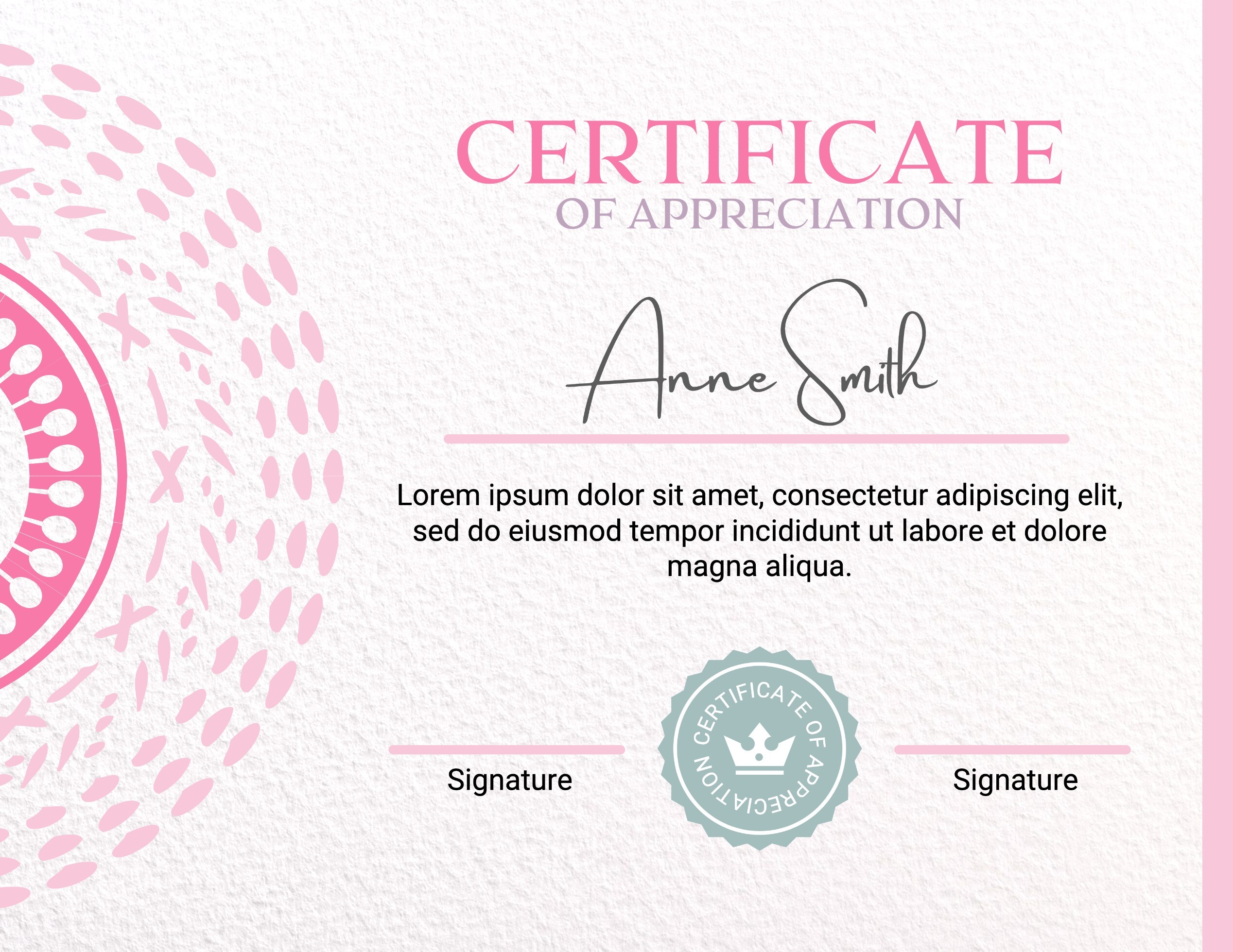 Simple Pink Certificate Template