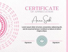 Simple Pink Certificate Template