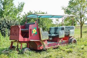 Playground for children, decorative car carriage. Children's fun photo