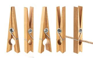 Clothespins isolated on white background photo