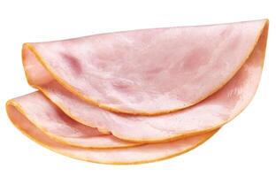 Isolated ham. Two slices of smoked ham isolated on white background with clipping path photo