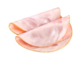 Isolated ham. Two slices of smoked ham isolated on white background with clipping path photo