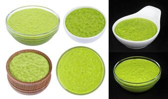 Wasabi sauce isolated on white background. Collection photo