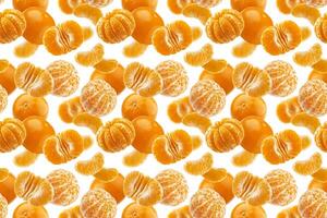 Mandarine seamless pattern, tangerine, clementine isolated on white background photo