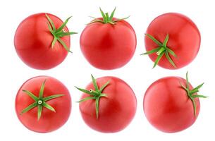 Tomatoes isolated on white background, collection photo