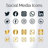 dorado tema conjunto de genérico social medios de comunicación usuario interfaz iconos como, comentario, compartir y salvar iconos vector