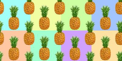 Pineapple, summer ananas seamless pattern on color background photo