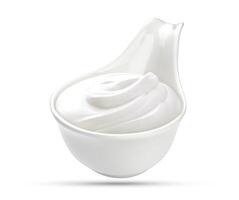 Sour cream on white background photo