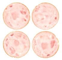 Ham slice isolated on white background, top view photo