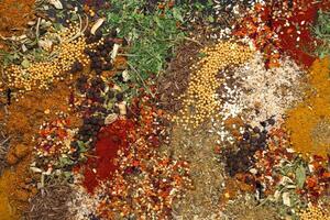 Different herbs and spices texture photo
