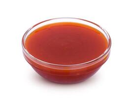 Hot chilli sauce isolated on white background photo