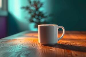 AI generated Serenity in simplicity hot drink relaxation in an empty studio photo