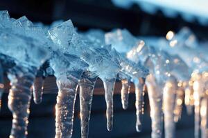 ai generado transparente hielo cristal patrones reflejar el crujiente frescura de invierno foto