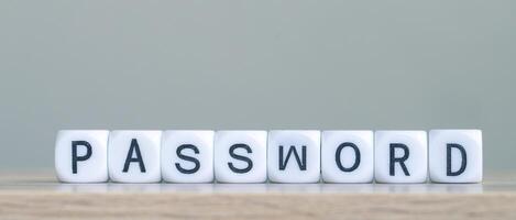 wood cube block with password for initial verification prevent business data theft photo
