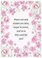 Valentine's Day Greeting Card with Watercolor Rose and Poem template